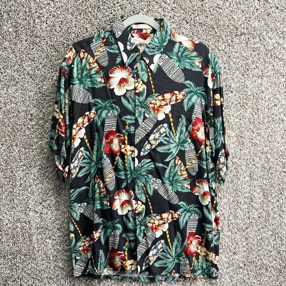 Campia Moda Shirt Men’s Medium Tropical Print Short Sleeve Button Down NWT‎
